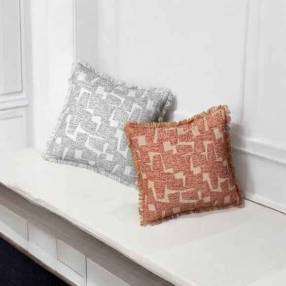 Geometric Cut Velvet Throw Pillow - Picture 1 of 6